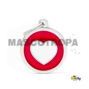 Placa Identificativa Círculo Rojo Corazon Blanco